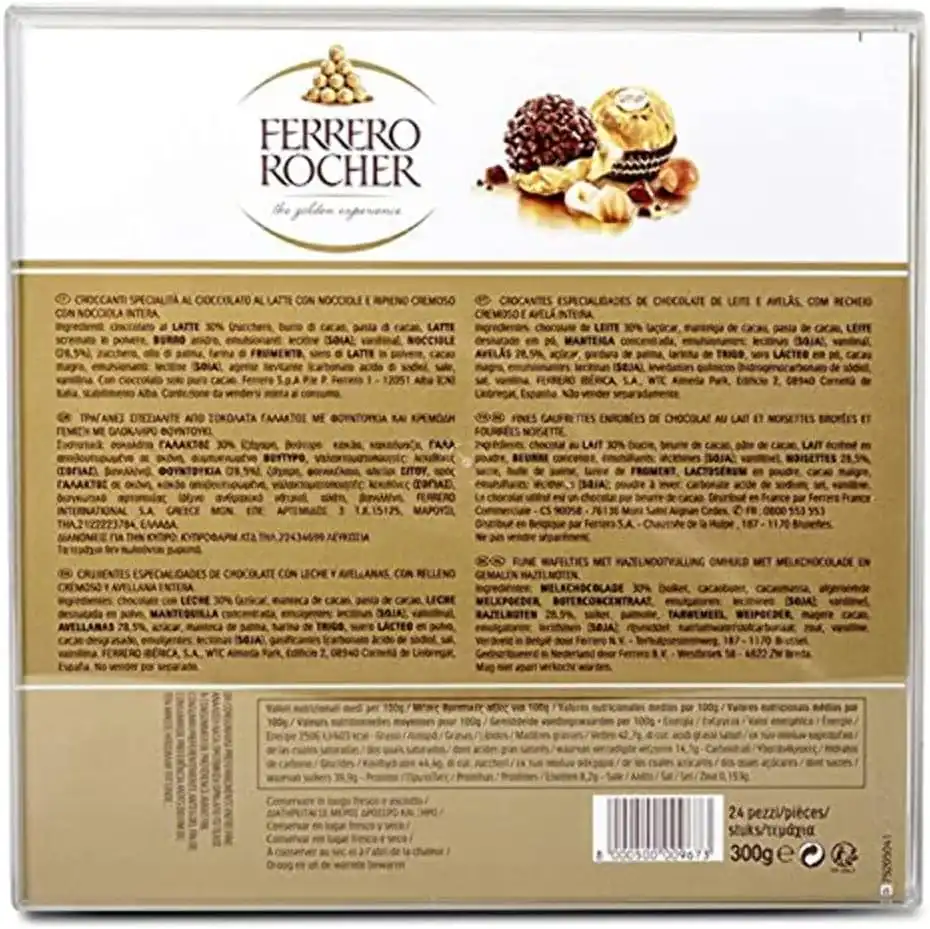 Ferrero Rocher Cioccolato al Latte con Nocciole 300g Confezione Regalo