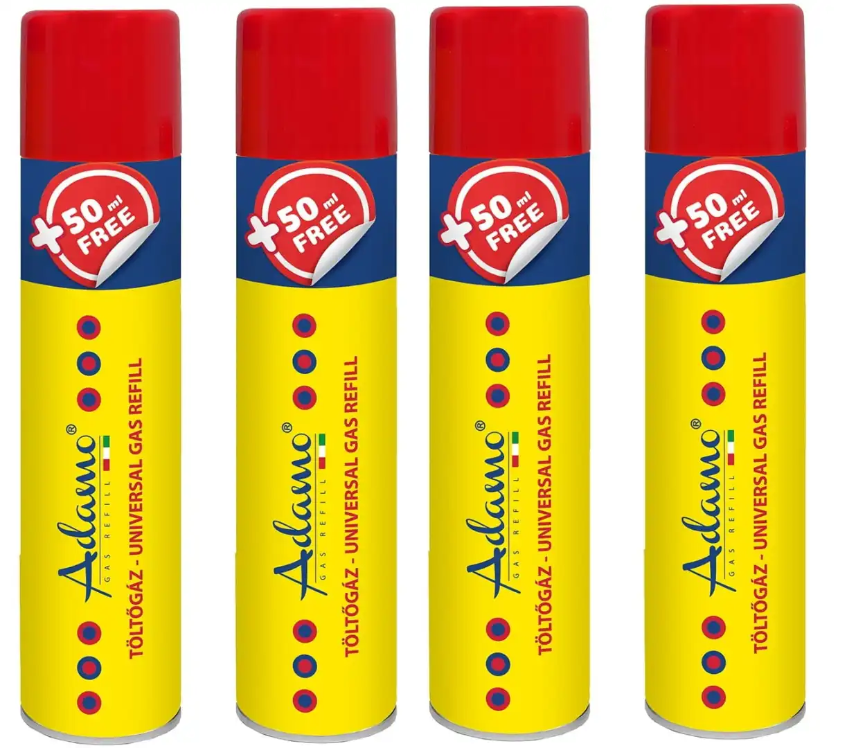 4x Bomboletta 300 ML Gas Ricarica Accendini Butano Con Adattatori