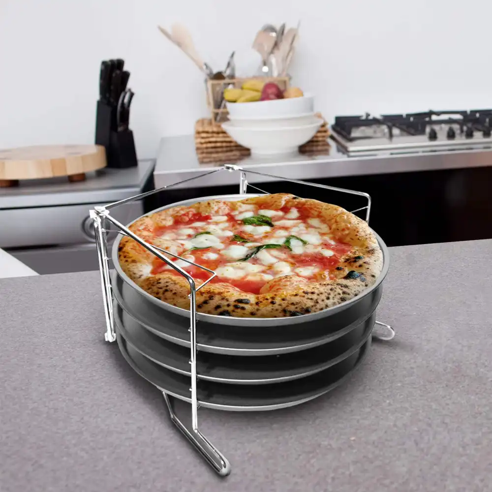 4 Teglia Teglia da per Pizza Forno in Alluminio Antiaderente Stand da Cucina