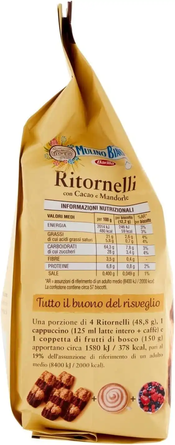 3 Conf Mulino Bianco Ritornelli Biscotti al Burro con Cacao e Mandorle 700gr