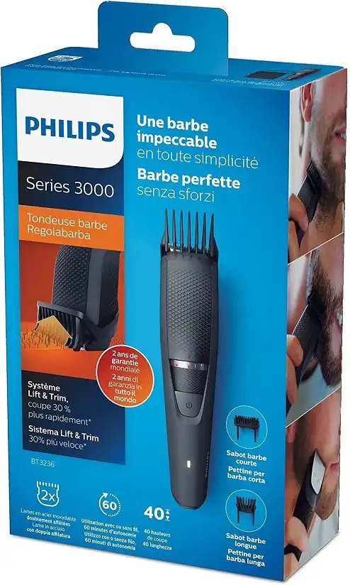 Philips Tagliabarba Regola Barba 2 Pettini Rifinitori e Astuccio da Trasporto