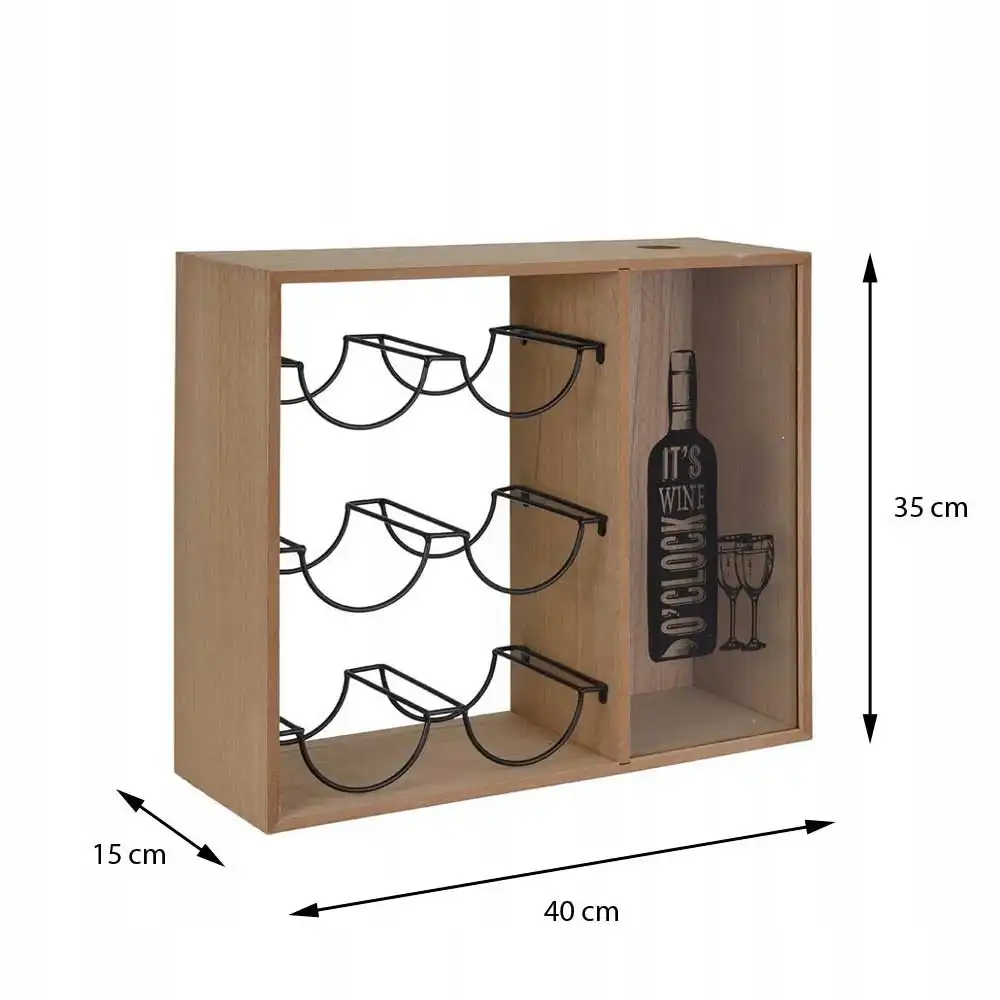 Cantinetta Porta Bottiglie Vino in Legno MDF con Mobile in Vetro 40x15x35 cm