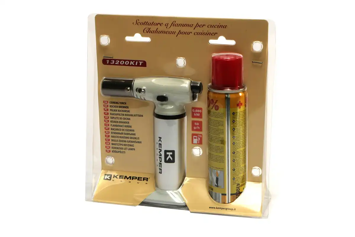 Kit Scottatore + Ricarica Accendini Bruciatore Compatto da Cucina Potenza 0.66KW