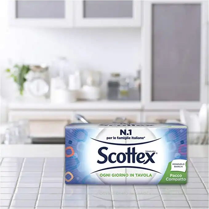 SCOTTEX Tovaglioli Monovelo 16 confezioni Da 150 Pezzi Resistenti Tavola Cucina