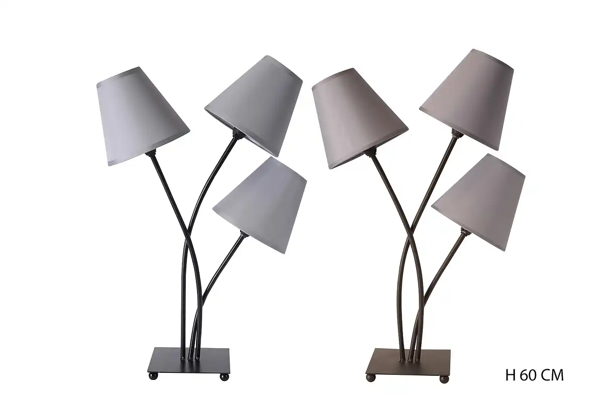 Lampada Abatjour Modello Altezza 60 Cm Lumetto 3 Luci in Metallo Camera da Letto