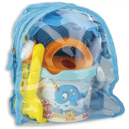 Zaino Mare Baby Happy Fish Secchiello Paletta Rastrello Annaffiatoio Mare