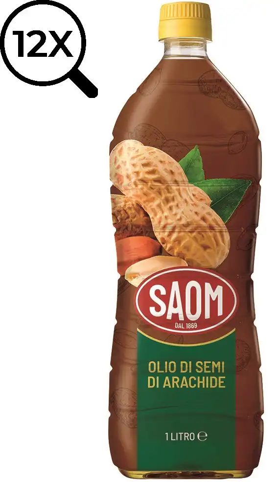 12x Saom Olio di Semi di Arachide da 1 Litro Confezione da 12 Pezzi
