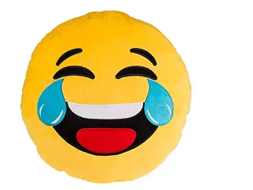 Cuscino Emoticon Risata Morbido Peluche 50x50cm Whatsapp Divano Letto Social
