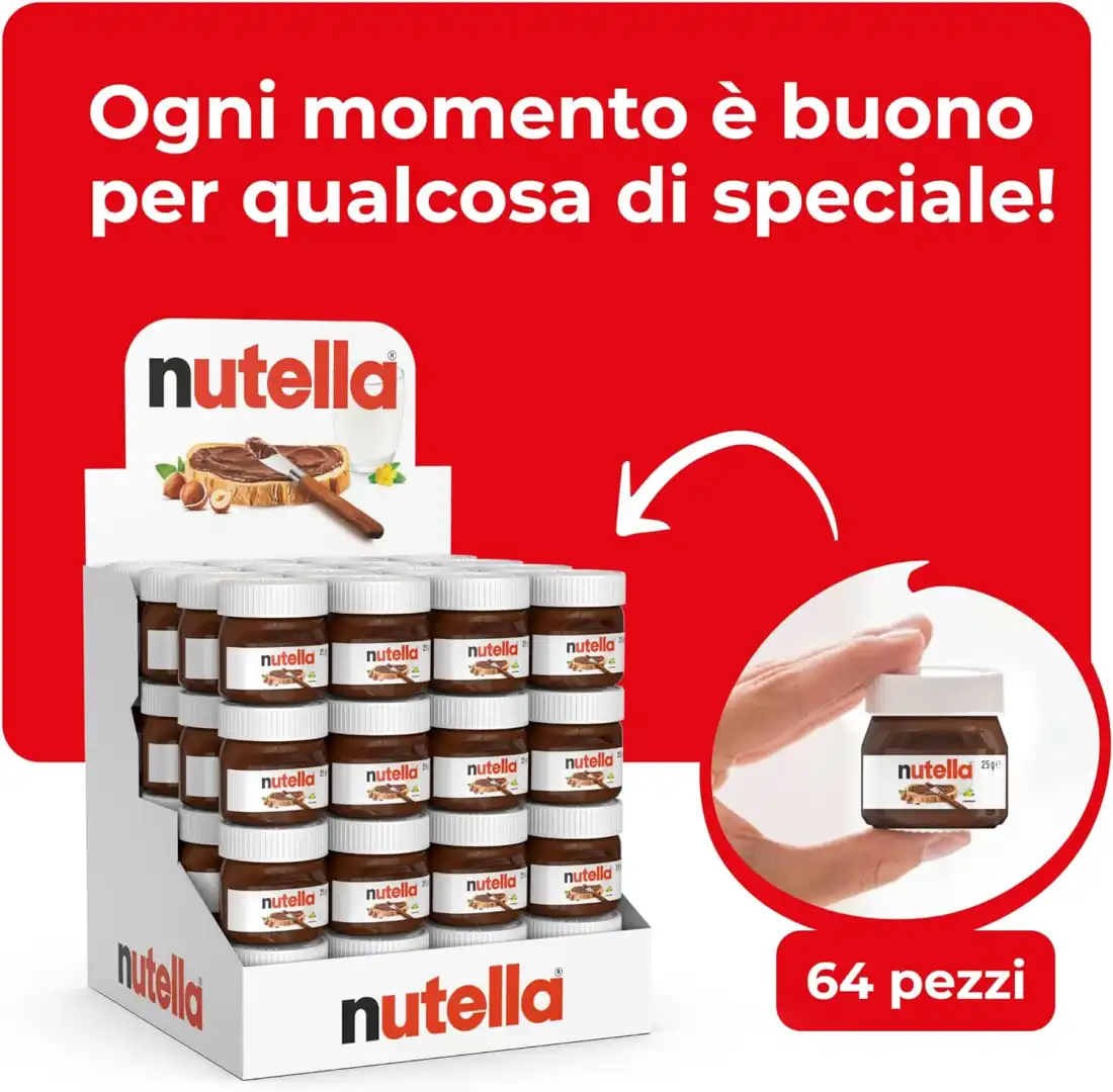64x Nutella Crema Spalmabile Formato Scorta Bomboniere Eventi 64 Vasetti da 25gr