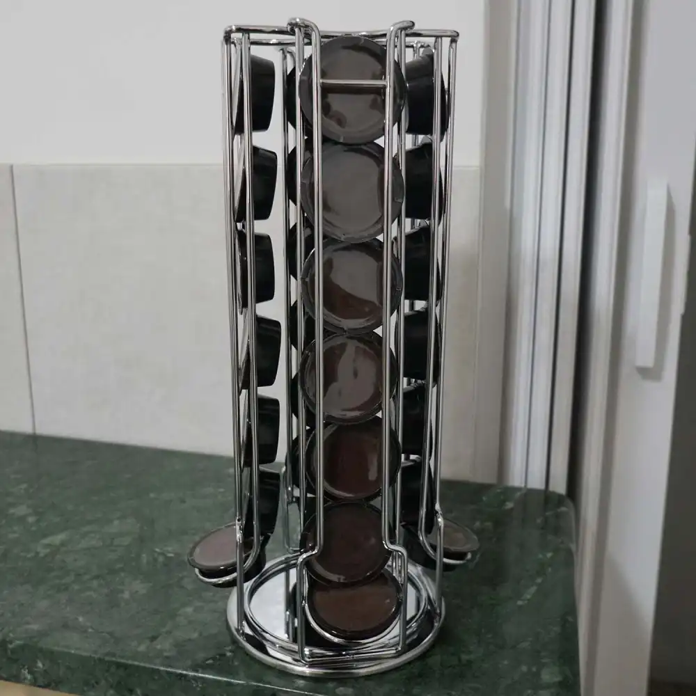 Portacapsule Caffe' Girevole in Metallo Per 28 Capsule Adatto per a Modo Mio