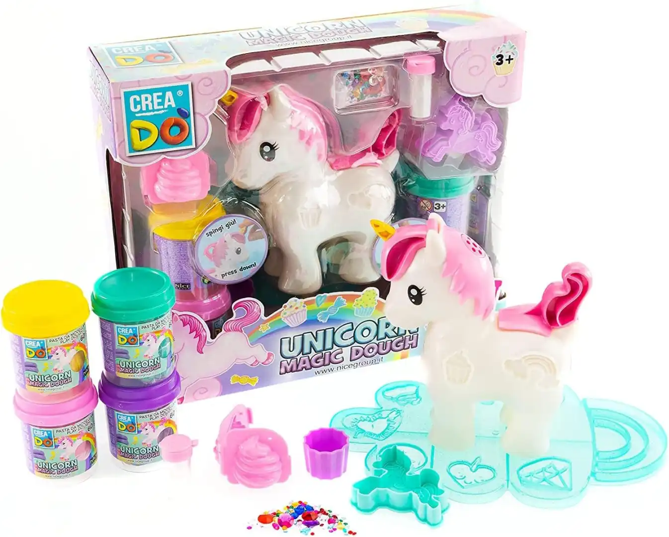 Creadò Nice Group Cavallino Magico Unicorno con Estrusori per Pasta Modellabile