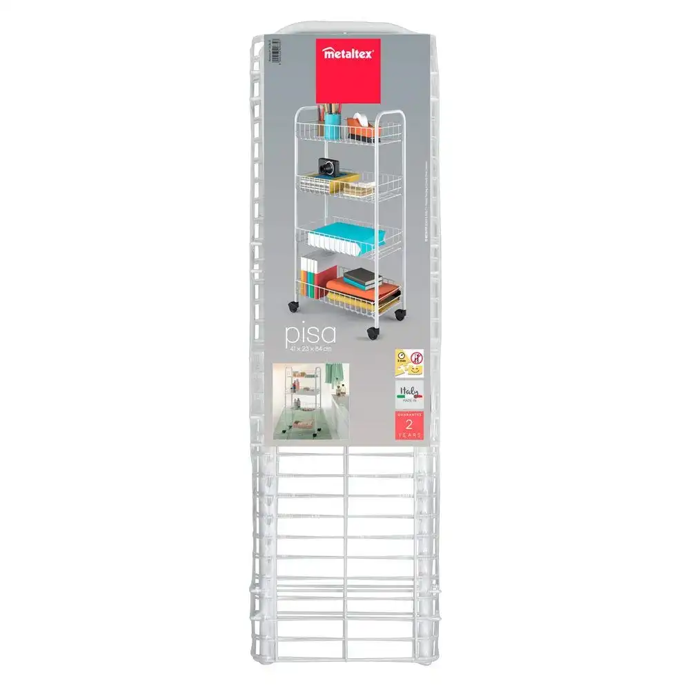 Metaltex Scaffaletto 4 Piani Pisa Carrello TuttoFare Multiuso Bianco