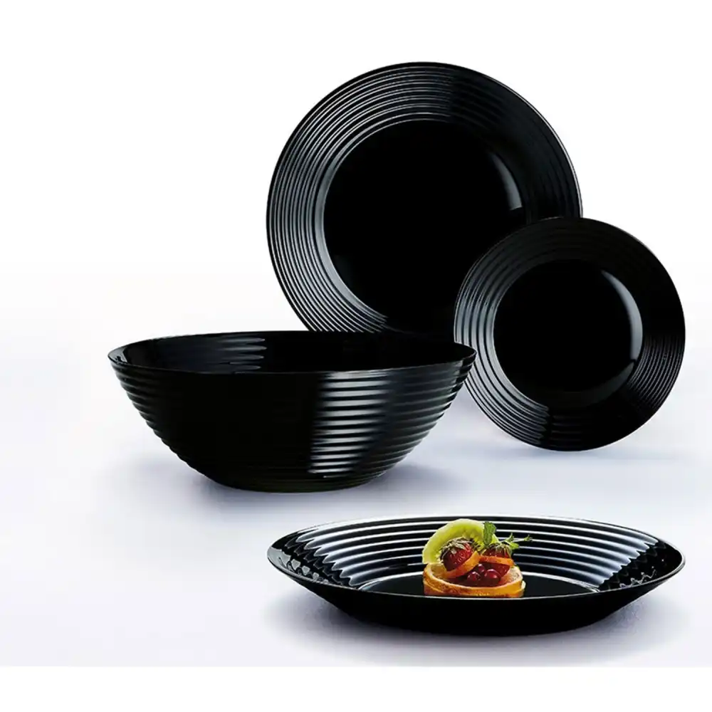 Servizio Da Tavola Harena Nero 19 Pz Piatti Con Insalatiera Arcopal Luminarc