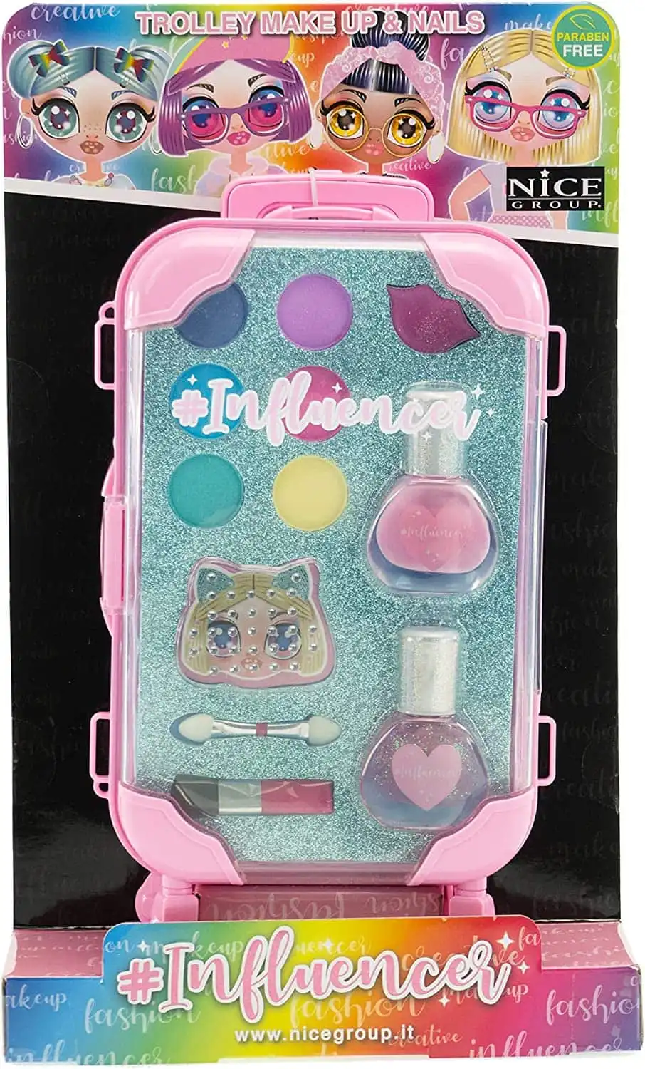 Influencer Trolley Make Up&Nails Cofanetto a Forma Valigia con Trucchi Bambina