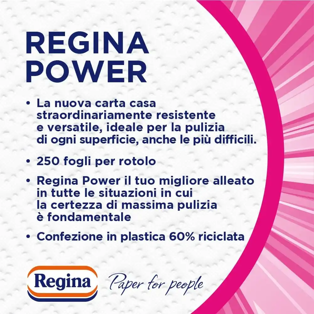6x Regina Power Carta Multiuso 250 Fogli a 2 Veli Carta Multiuso 6 Rotoli