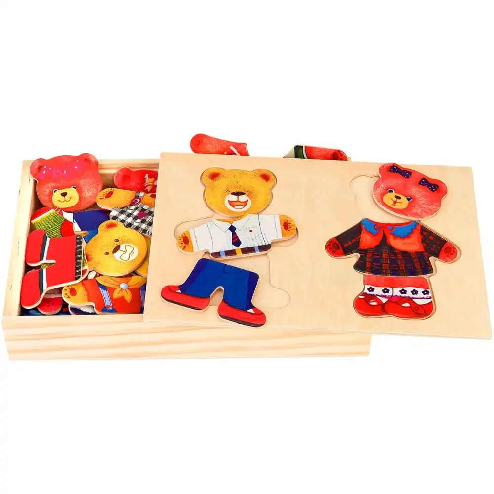 Puzzle in Legno Coppia di Orsetti 24 Pezzi Gioco Per Bambini di Fantasia 10Mesi