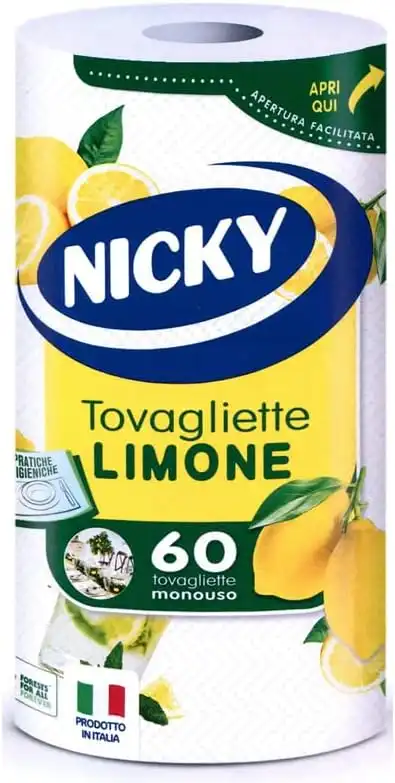 Nicky Tovagliette Decoro Limone 1 Rotolo da 60 Strappi 2 Veli Monouso