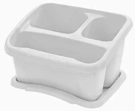 Contenitore Scolaposate Multiuso Bianco Lavello a Tre Scomparti 24x19xh14,6 cm