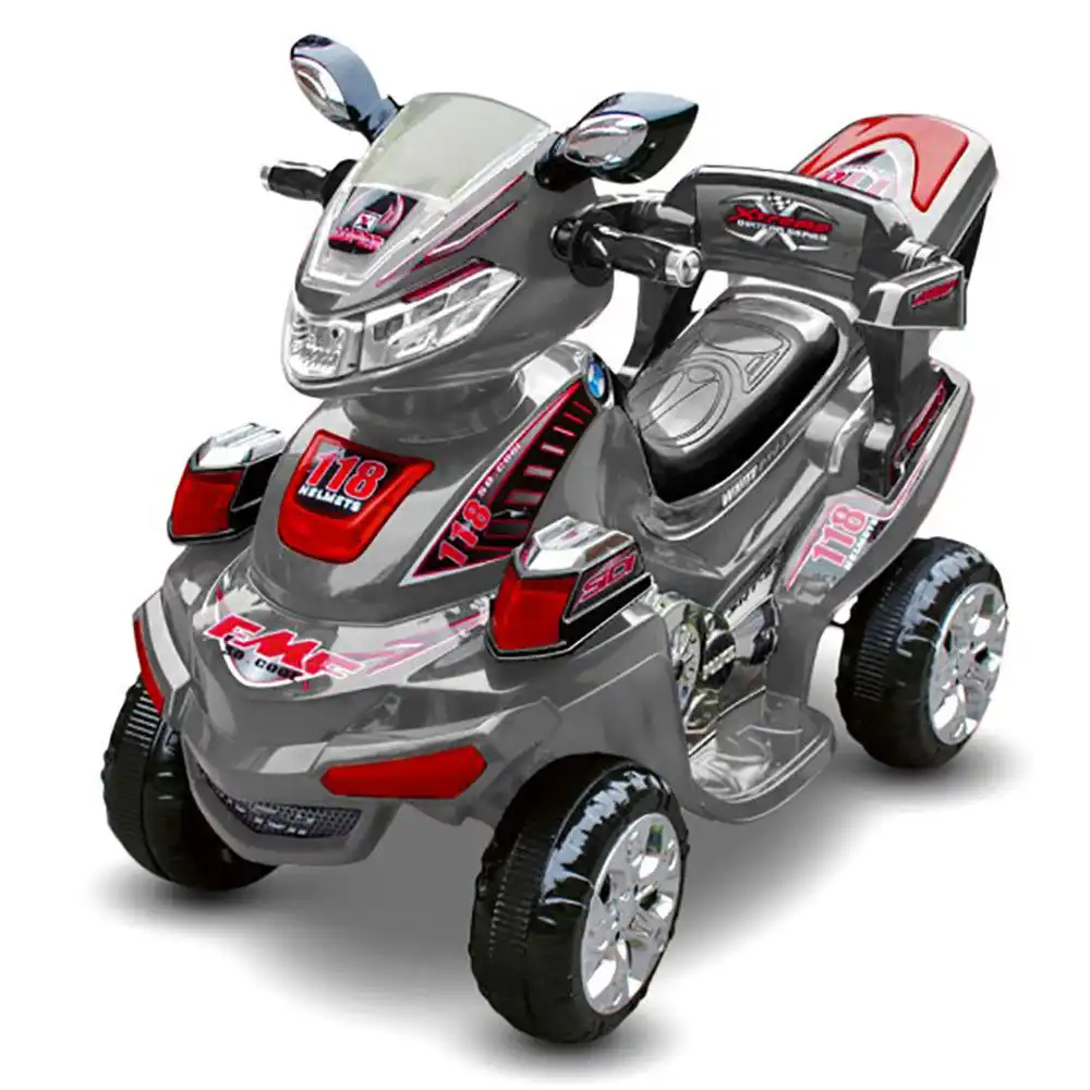 Quad Elettrico Per Bambini Moto Elegance 6V Grigio Monoposto Con Telecomando
