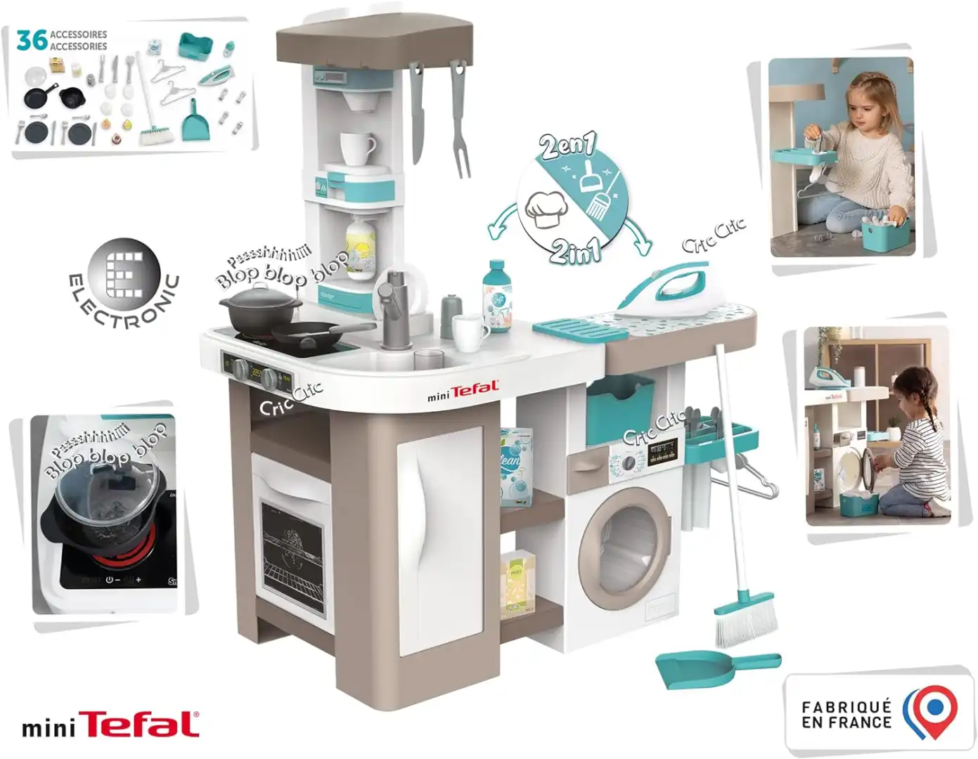 Cucina Giocattolo Smoby Mini Tefal Studio Cleaning Con Lavatrice per Bambini