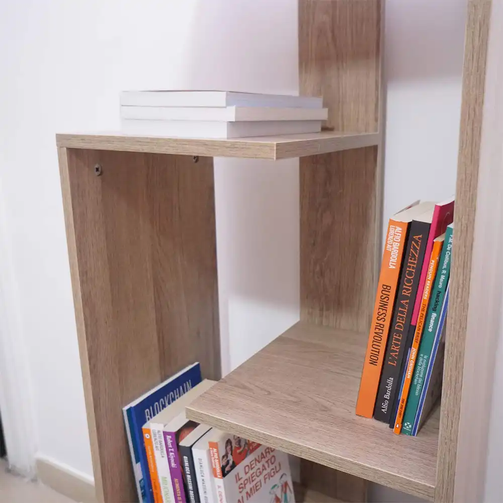 Scaffale Libreria con Ripiani Sfalsati in Legno MDF 45x30xh120cm Marrone