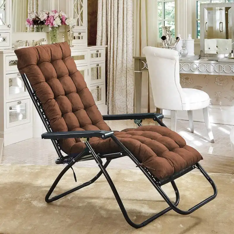 Sedia Sdraio Relax con Cuscino Marrone per Giardino Tubolare 22x40 cm