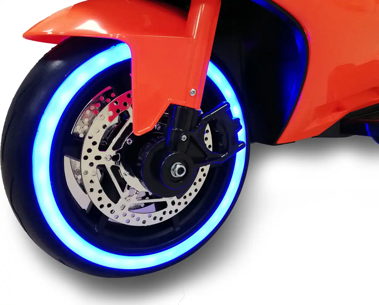 Moto Elettrica Per Bambini 12V Ruote LED Fari Funzionanti MP3 USB Arancione