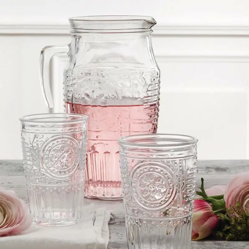 Servizio Bicchieri 5 Pezzi Set Romantic Drink Caraffa e Bicchieri Rocco Bormioli