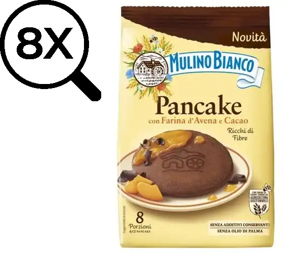8x Mulino Bianco Pancake con Farina d'Avena e Cacao 8 Confezioni da 256g