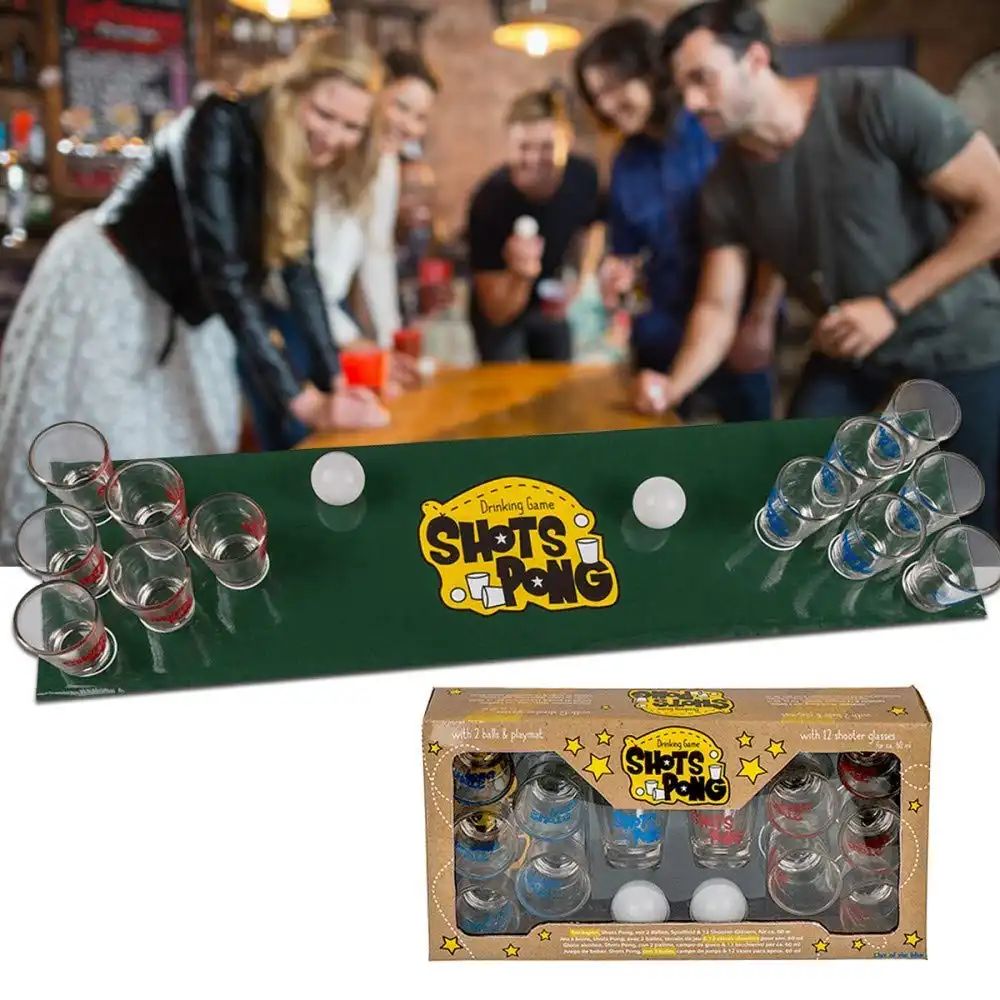 Gioco Alcolico Shots Pong Con Campo Da Calcio 2 Palline 12 Bicchierini Festa