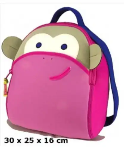 ZAINO ZAINETTO BORSA CESTINO SCUOLA DABBA WALLA SCIMMIETTA 30X25X16