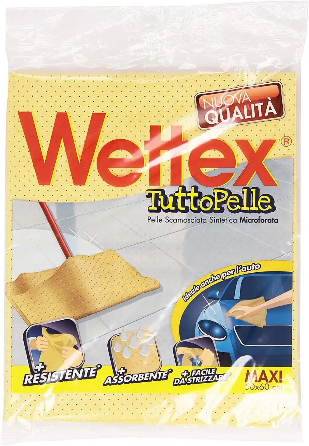 Set da 3 Pezzi Wettex TuttoPelle Panno Pelle Scamosciata Versione Maxi 50x60 cm