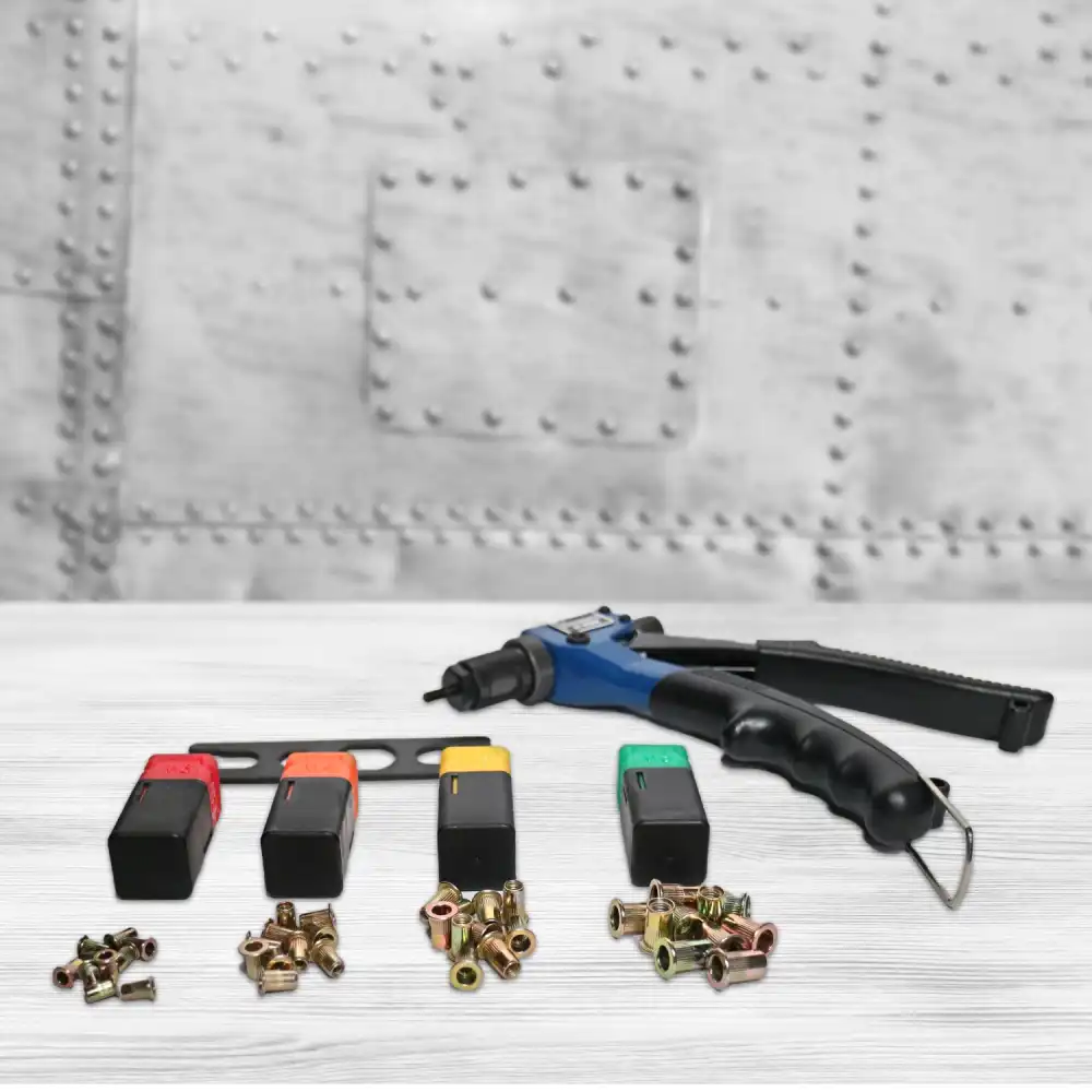 Rivettatrice Per Inserti (Rivetti) Filettati Da M3 a M6 + 40 Inserti Assortiti