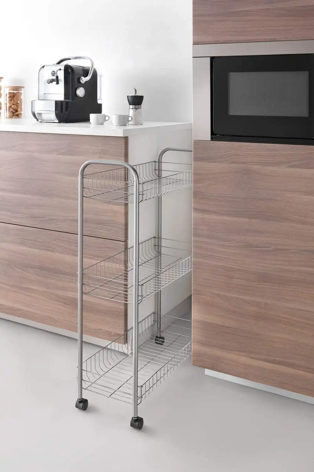 Metaltex Scaffaletto a 3 Piani Slim De Luxe Salva-Spazio 56x23x84 Cucina Bagno