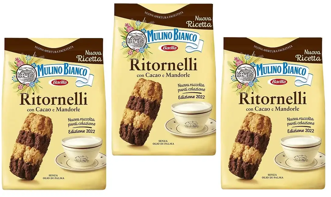 3 Conf Mulino Bianco Ritornelli Biscotti al Burro con Cacao e Mandorle 700gr