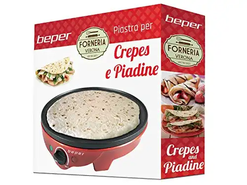 Crepiera Elettrica Piastra per Crepes e Piadina Termostato Regolabile 1300 Watt