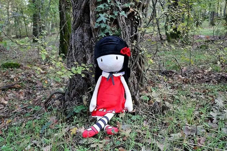 Bambola di Stoffa Gorjuss Time to Fly 65cm Peluche Morbido con Vestito Rosso