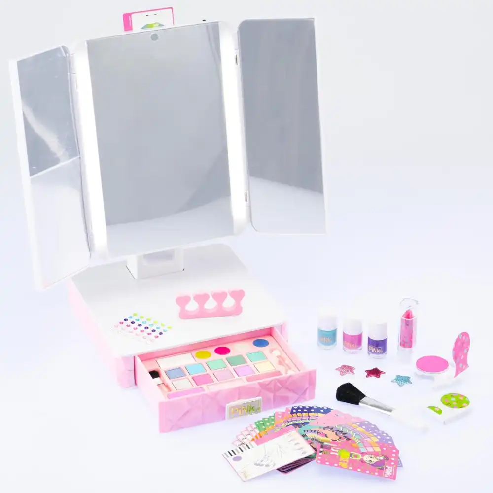 PINKIT Smart Vanity Specchiera Interattiva Parlante con Trucchi e Led