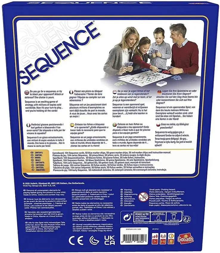 Sequence Classic ML Gioco di Carte di Strategia da 2 a 12 Giocatori Anni 7+