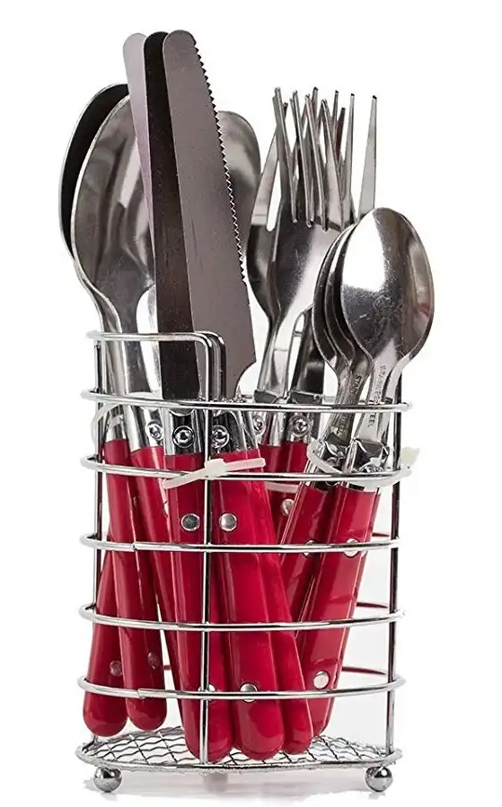 Set Di Posate 16 Pezzi In Acciaio Inox Per 4 Persona Posata Da Tavola Rosso