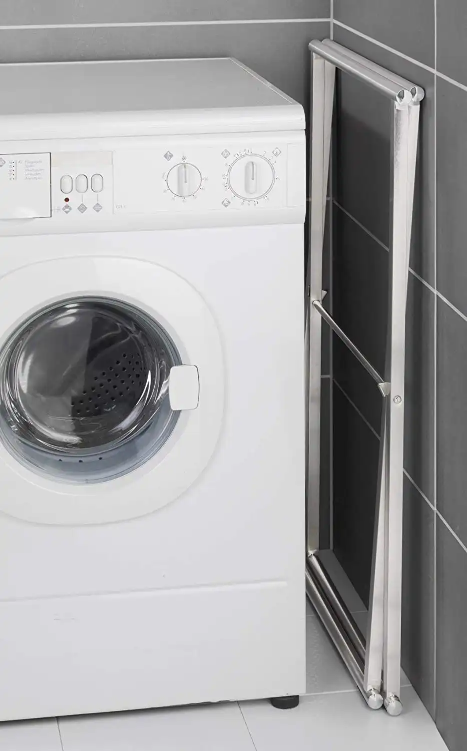 Set Bagno Piantana Porta Asciugamani e Abiti Pieghevole in Acciaio Inox