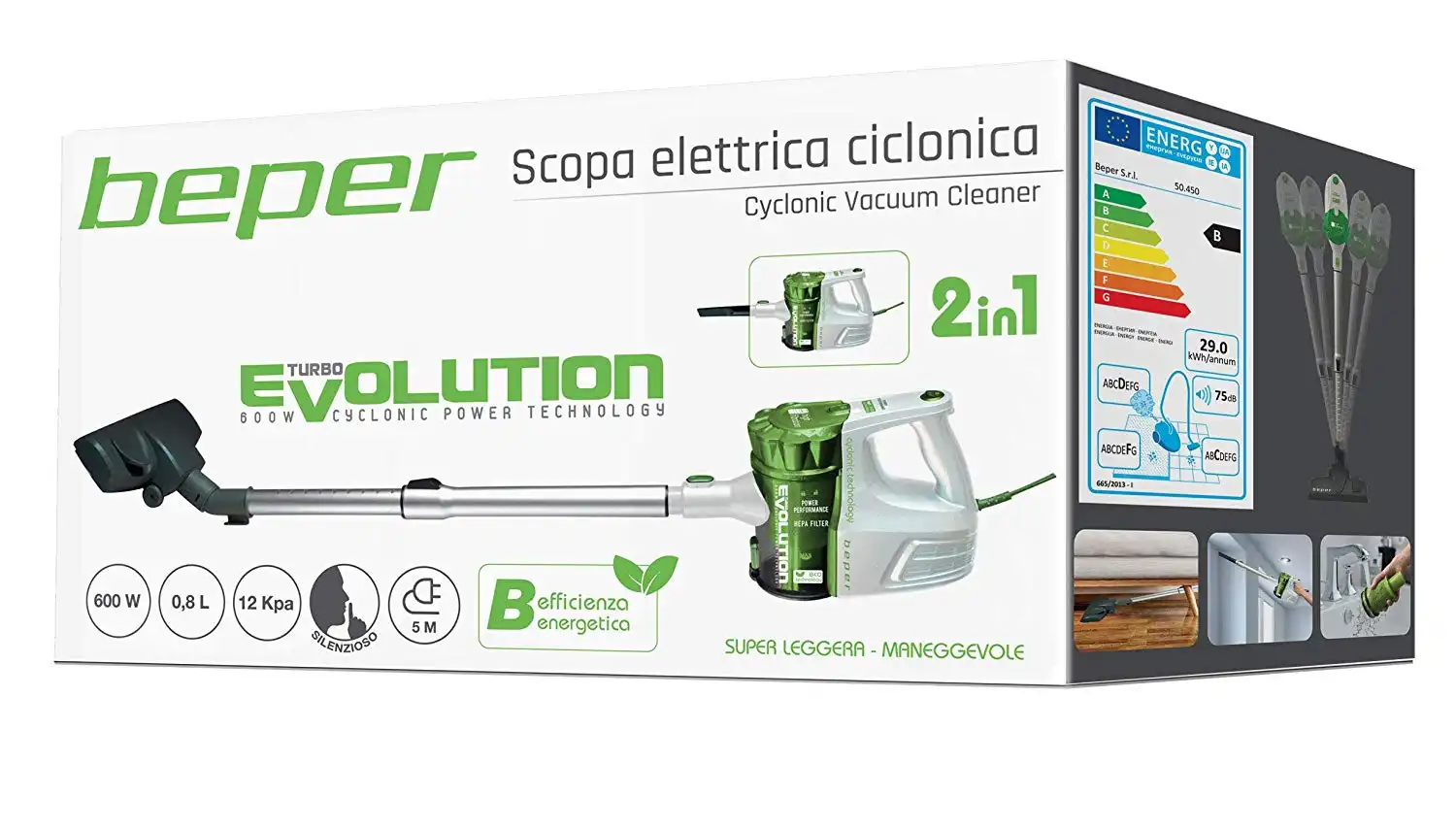Scopa Elettrica Ciclonica Aspirapolvere Aspira Tutto con Filo Senza Sacco 2 in 1