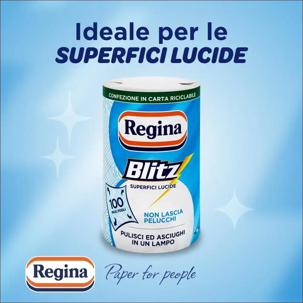 15x Regina Blitz Asciugone Carta Carta Rotoloni 3 Veli da 1500 Maxi Fogli