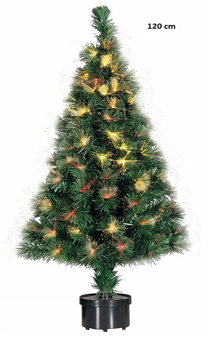 Albero Di Natale a Fibra Ottica 140 Punte Luce Luci Decorazione Casa 120cm Verde