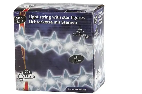 Catena Luminosa Natalizia Con 20 Led a Stelle Alimentata a Batteria Batterie