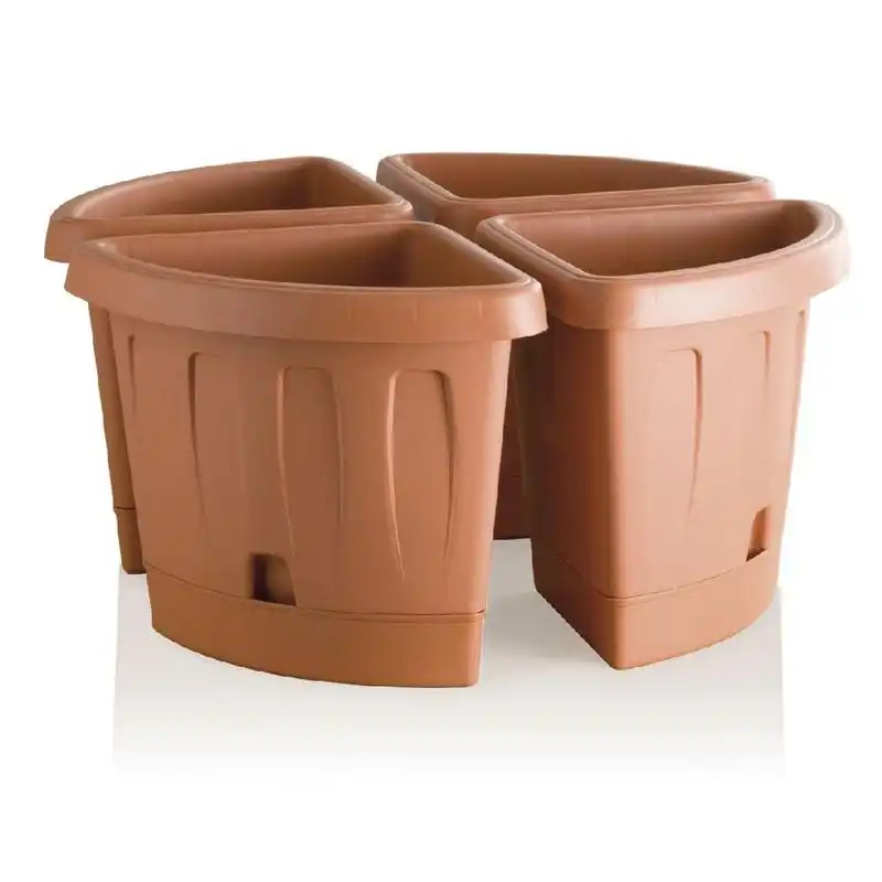 Vaso Angolare Victoria con Sottovaso Color Terracotta 40x54xh45cm 18lt