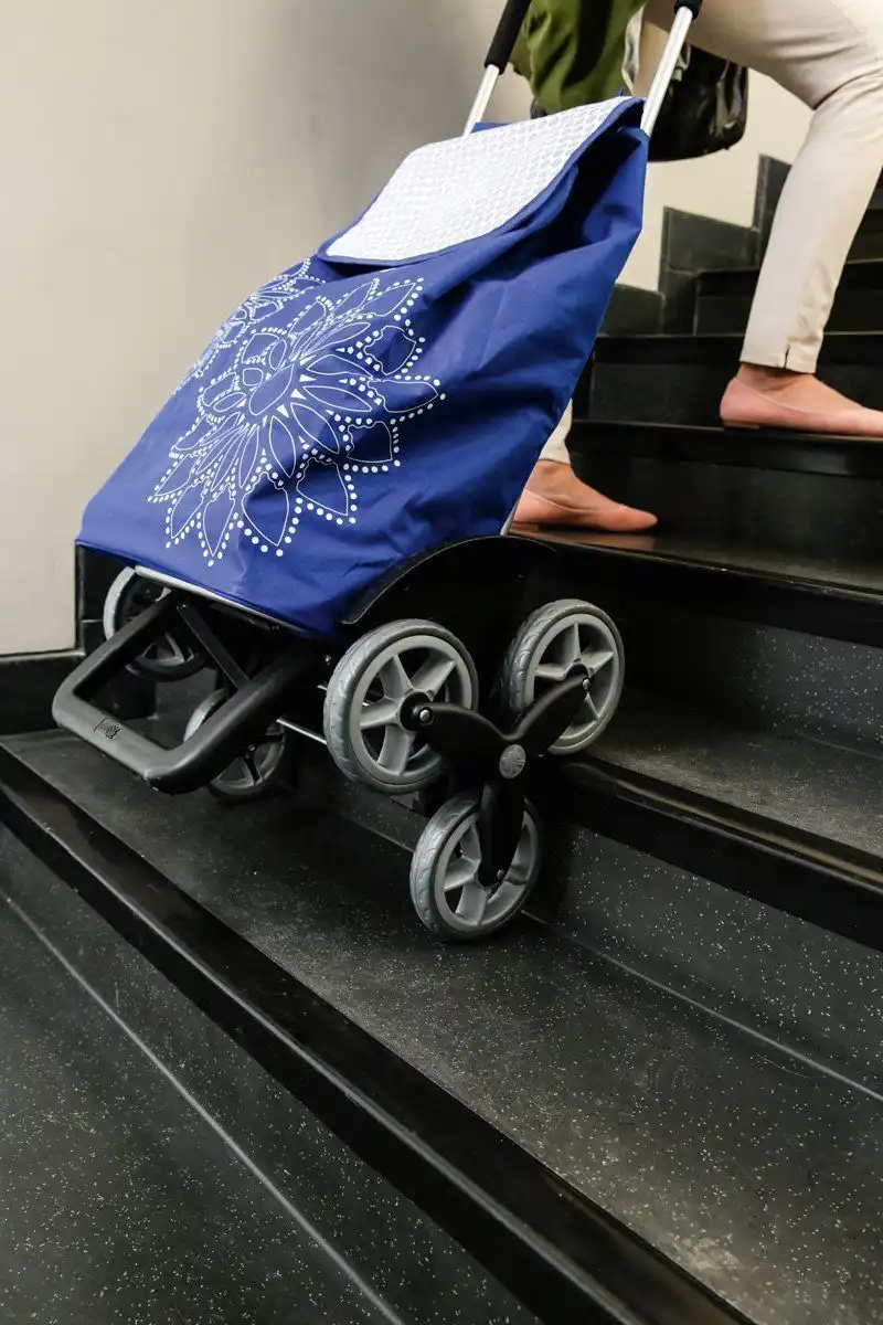 Gimi Tris Floreal Carrello Portaspesa Porta Spesa 3+3 Ruote Trolley Scale Blu
