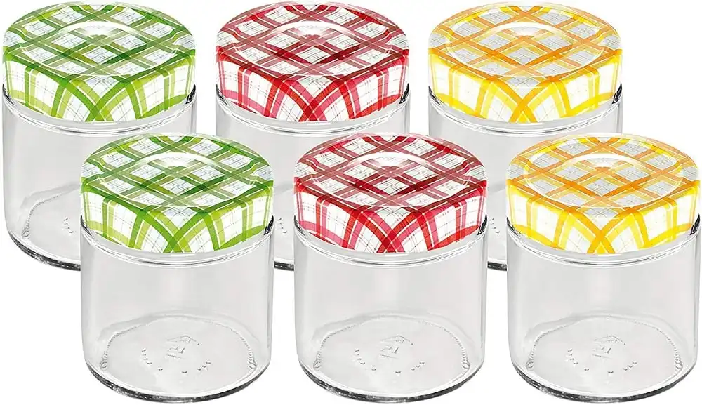 6 Vasi Vaso Vasetto Vasetti per le Conserve in Vetro con Tappo da 125 ML