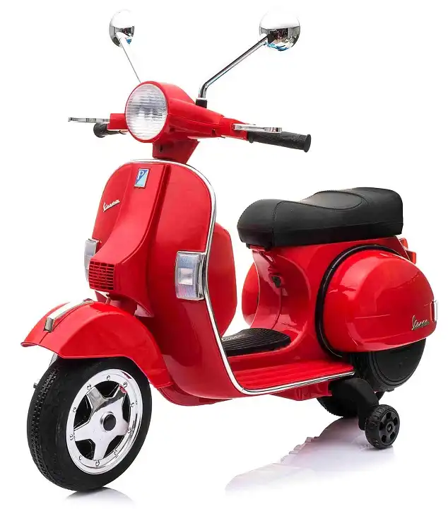 Moto Motorino Per Bambini Vespa Piaggio Px 150 Con Luci e Suoni 12V Rosso