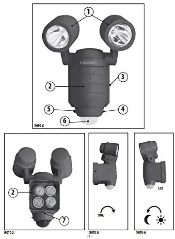 Faro Proiettore Led a Pile con Rilevatore di Movimento 6000k Luce Fredda Ip44